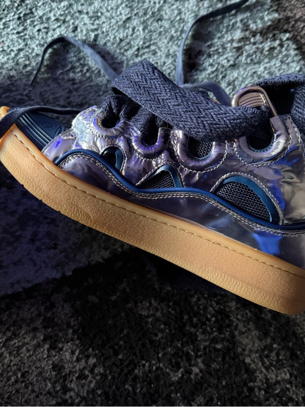 Lanvin Women’s Navy Curbside Sneakers - Picture 6 of 14